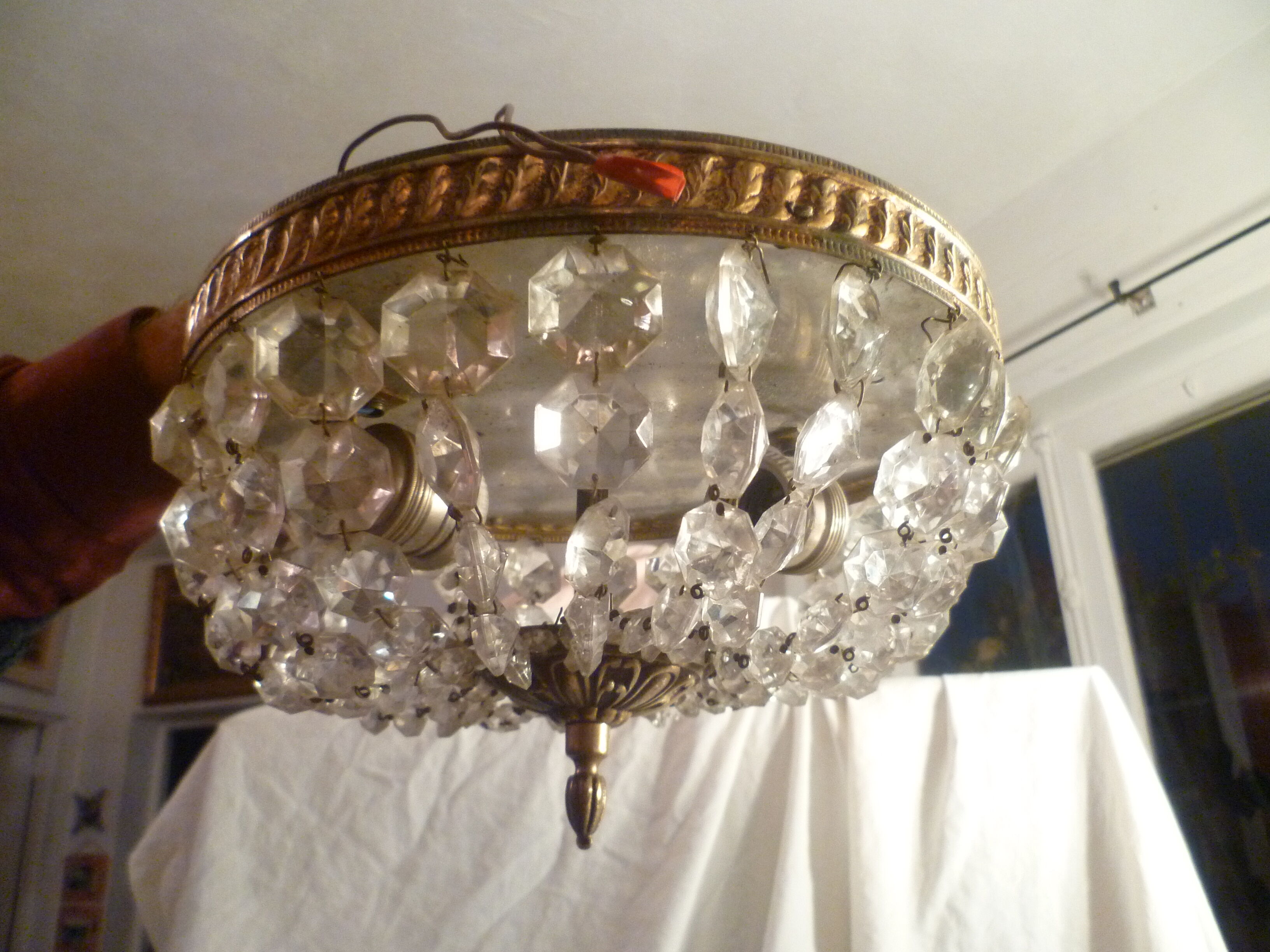 Ceiling lamp 1/2 mongolfiere brass & glass