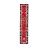 Tapis de coureur turc multicolore unique noué à la main 83 cm x 385 cm