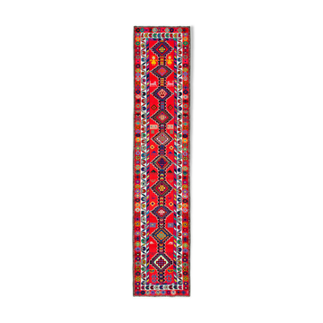Tapis de coureur turc multicolore unique noué à la main 83 cm x 385 cm