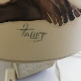 Vintage 70s-80s Lamp - Sculpted Stone Base & Painted Silk Shade