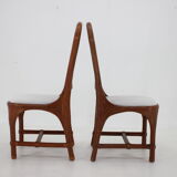Set of 6 Antique Rattan Dining Chairs with Cane Backrest
