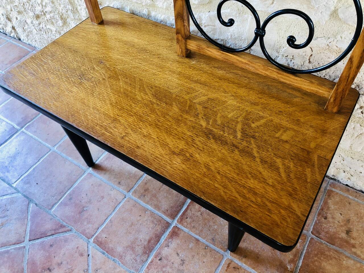 Vintage oak freestanding shelf, Circa 60s