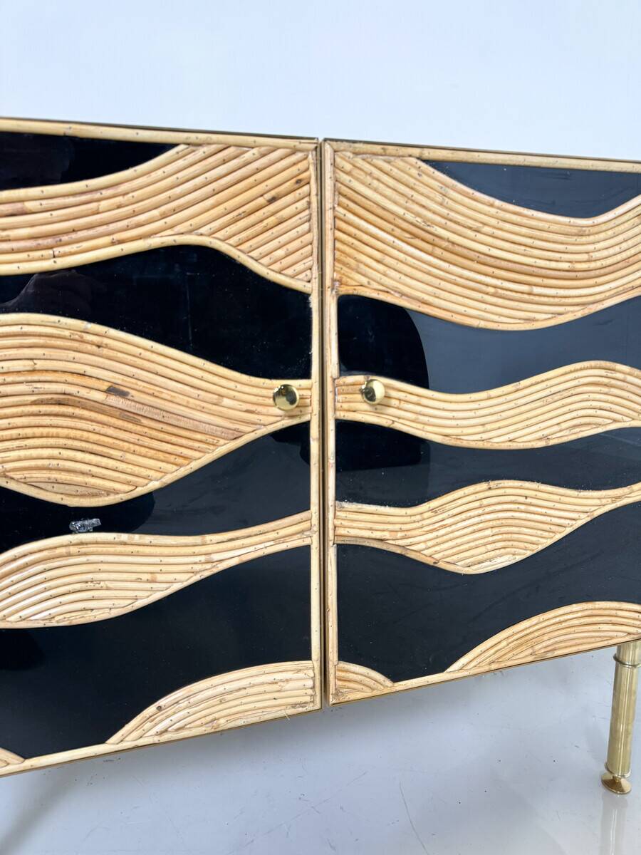 Contemporary Bamboo and Brass Chest, Italy