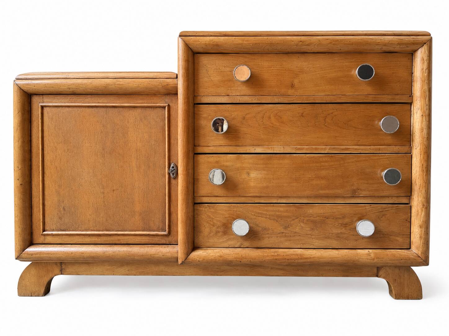 Commode asymétrique art déco chêne brut rénovée