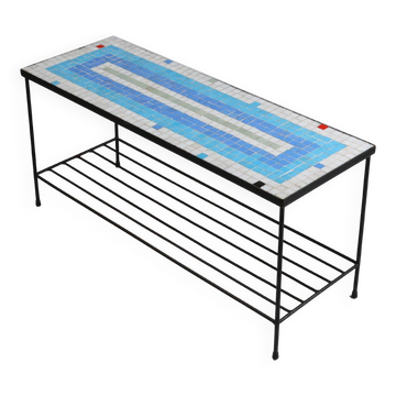 Mid-Century Mosaic Coffee Table with Metal Frame, France, 1950s