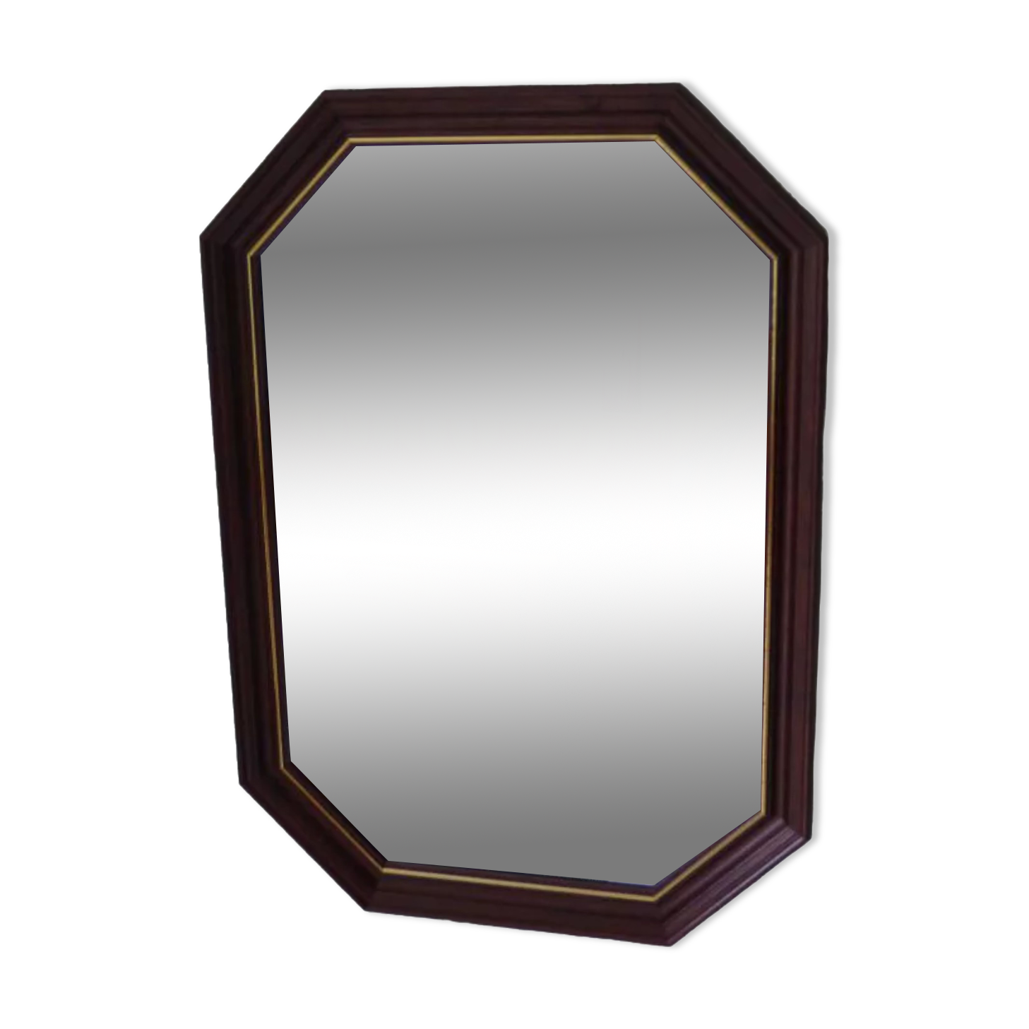 Solid wood mirror with gilded metal edging 47.50x 67 cm