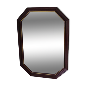 Miroir en bois massif avec liseré métal doré 47.50x 67 cm