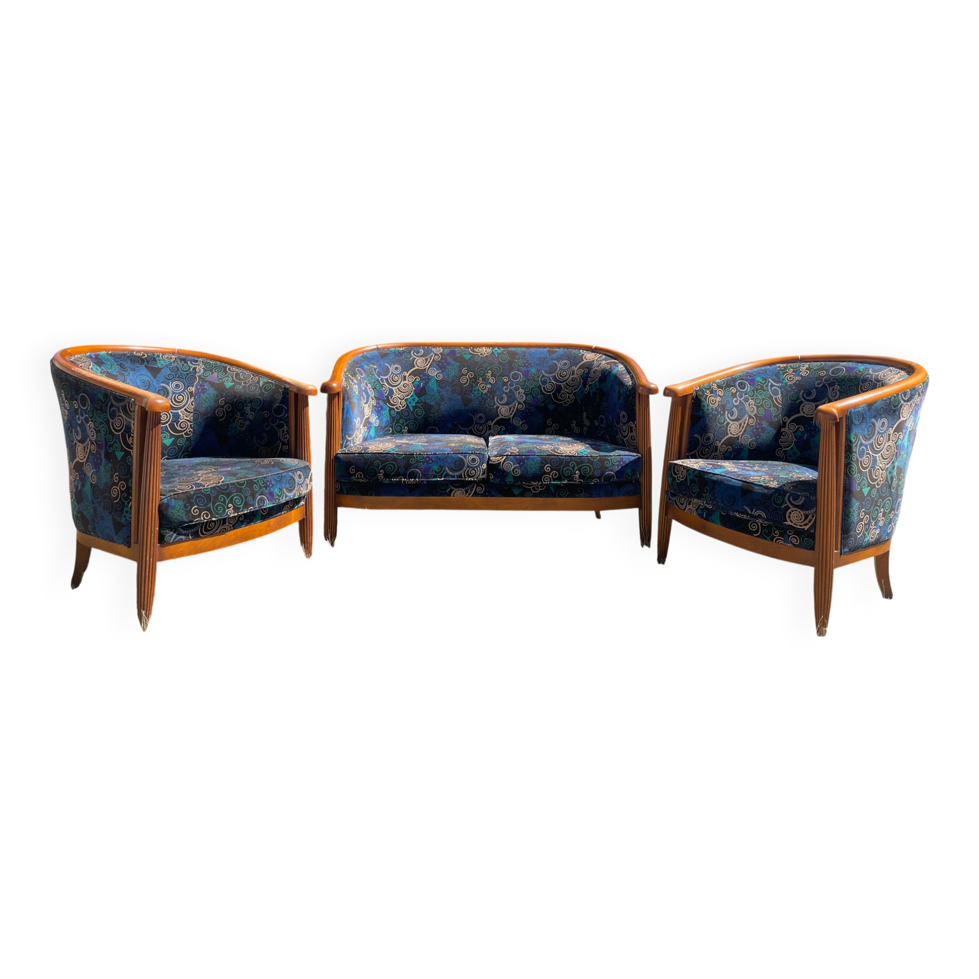 Banquette et fauteuils cabriolets style Art déco