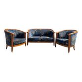Banquette et fauteuils cabriolets style Art déco
