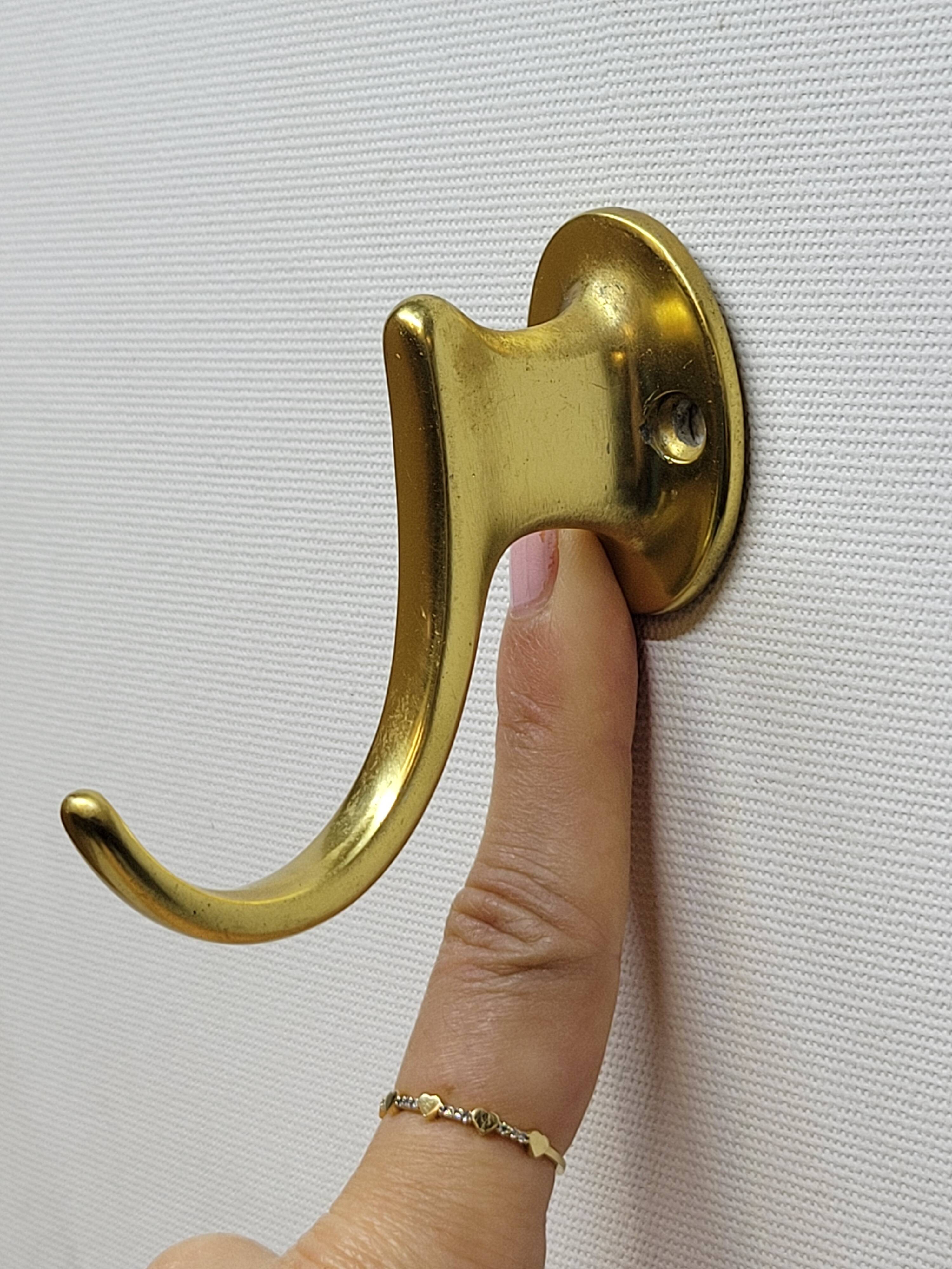 Gold-Colored Anodized Aluminum Coat Hooks, 1950s, Set of 2