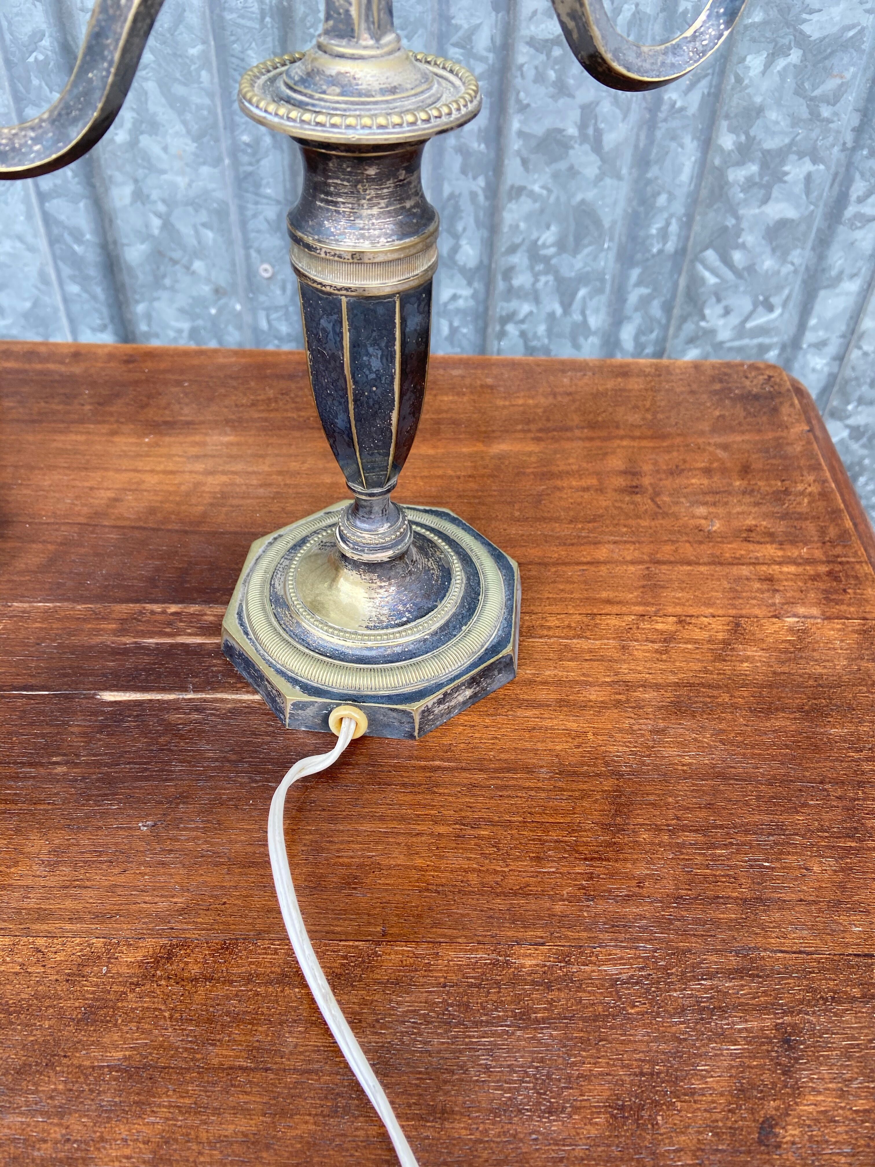 Pair of candlesticks girandoles Louis XVI silver empire