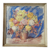 Old painting representing a bouquet of flowers