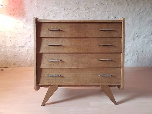 Commode vintage bois et pieds compas années 1950 1960