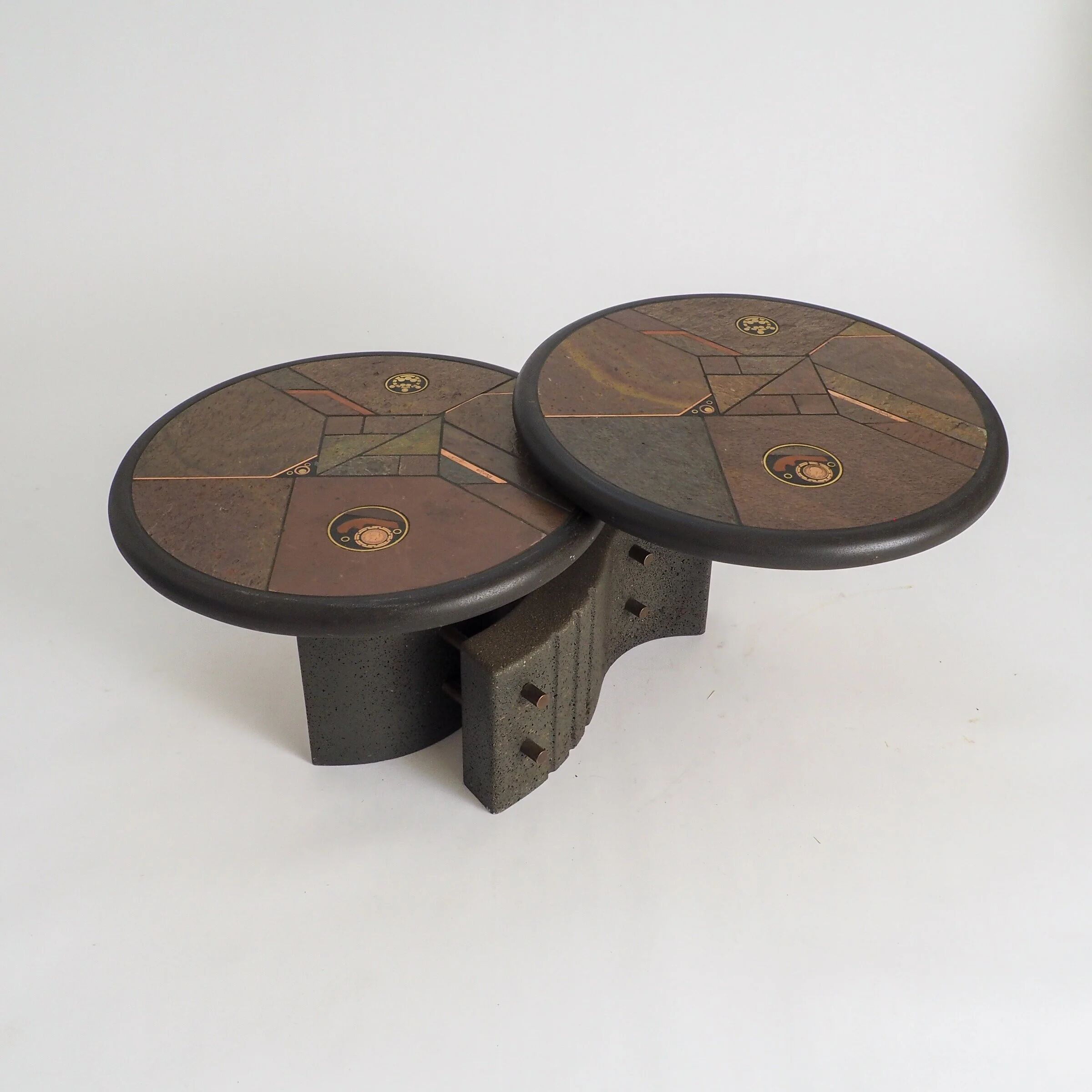 Rare two-tier modular brutalist coffee table by Paul Kingma