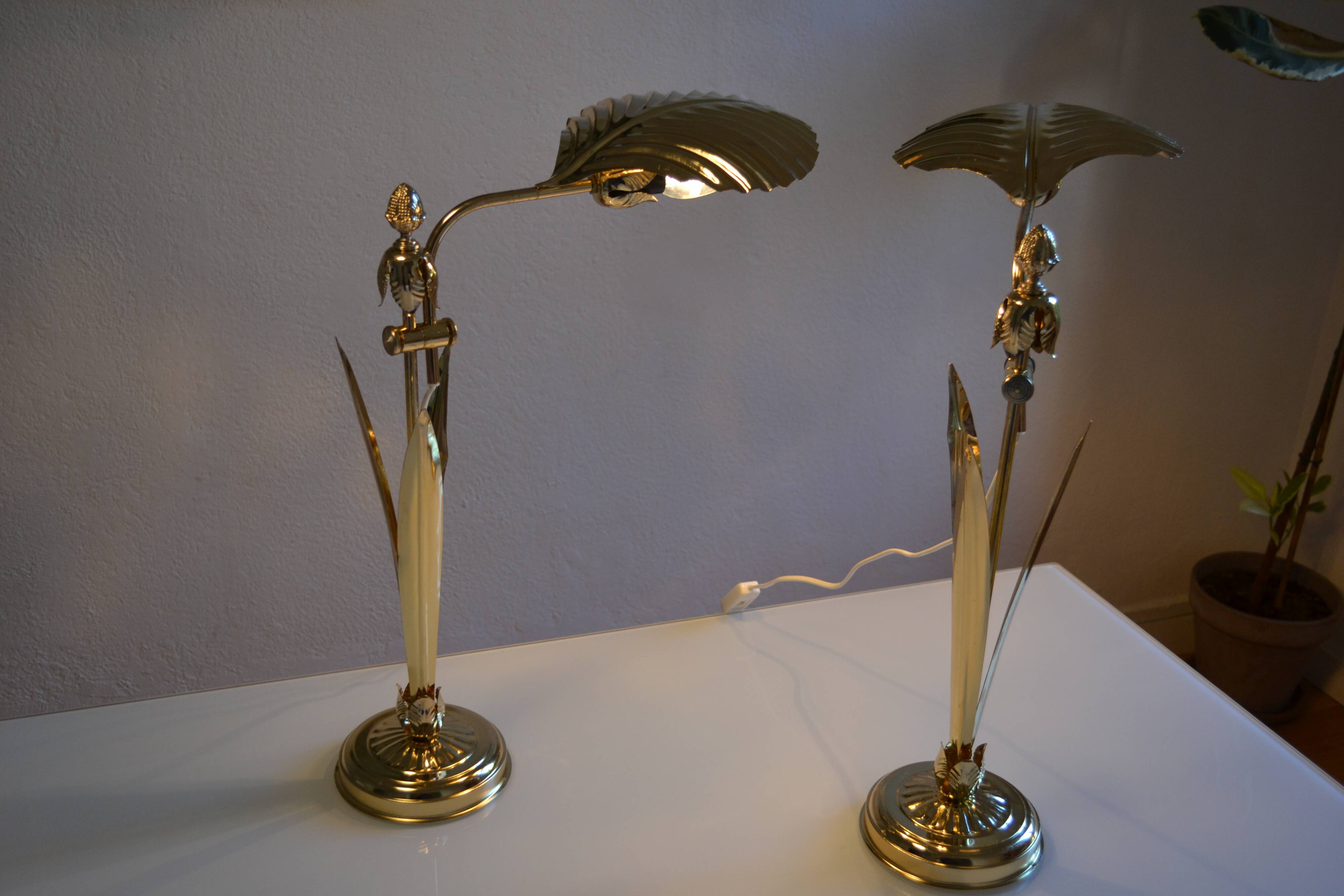 Pair of 1980s Hollywood Regency Gold Table Lamps