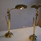 Pair of 1980s Hollywood Regency Gold Table Lamps