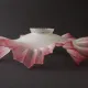 French Vintage 1930s Patterned Pink And White Frilled Glass Shade