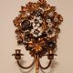 Hand-forged gilded silver-plated candle wall lamps by S. Salvadori