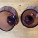 Duo of purple tinted bubbled glass cups