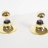 Set (2) of Petite Brass Disc sconces selected by Charlotte Perriand for Les