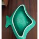 Plat Magdalithe en céramique en forme de poisson turquoise et doré des années 1950