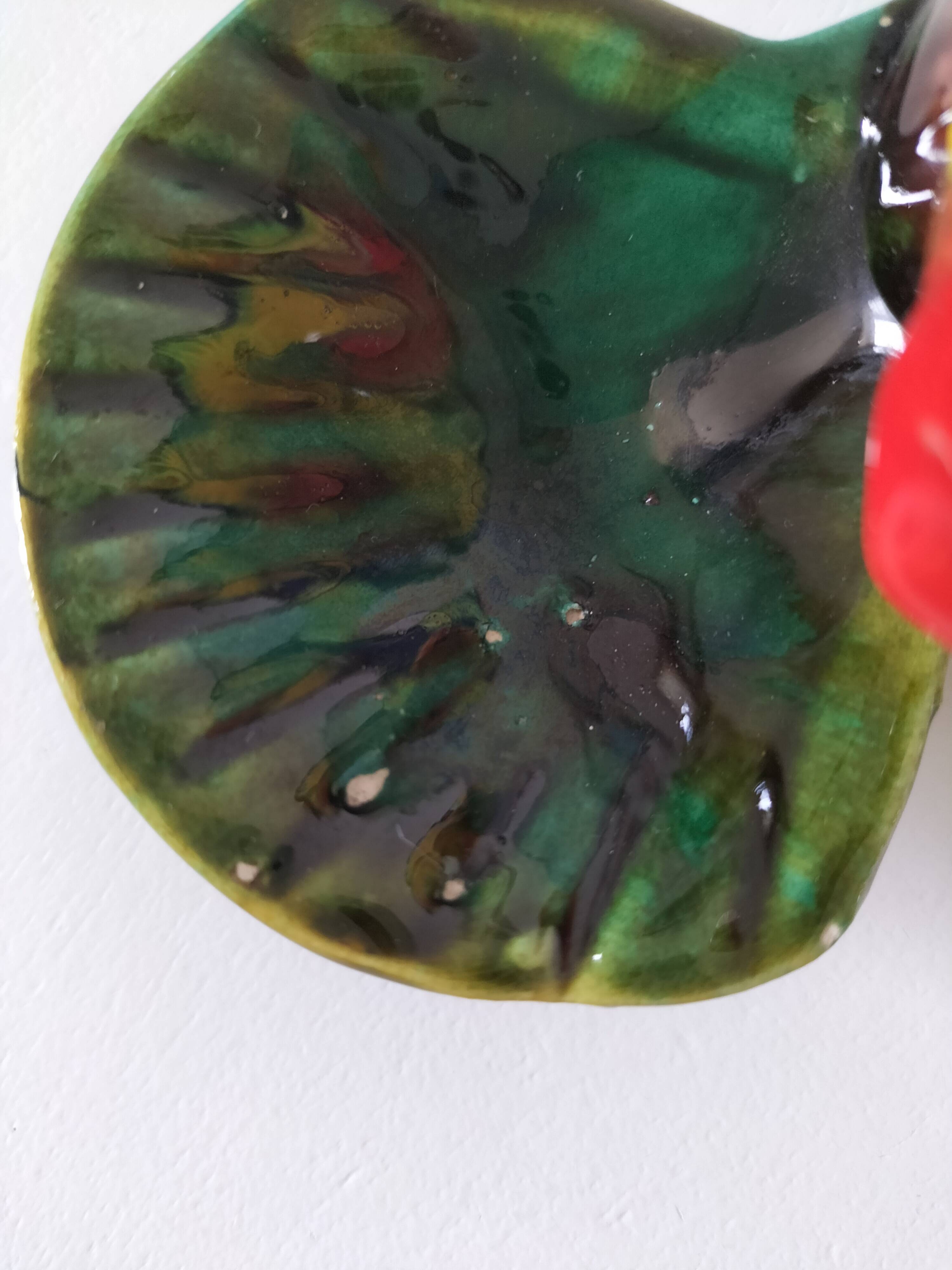 Vintage 1960s-1970s fish barbotine pocket vases
