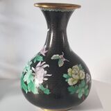 Asian art china xx - bronze vase with cloisonné enamels - height: 32 cms