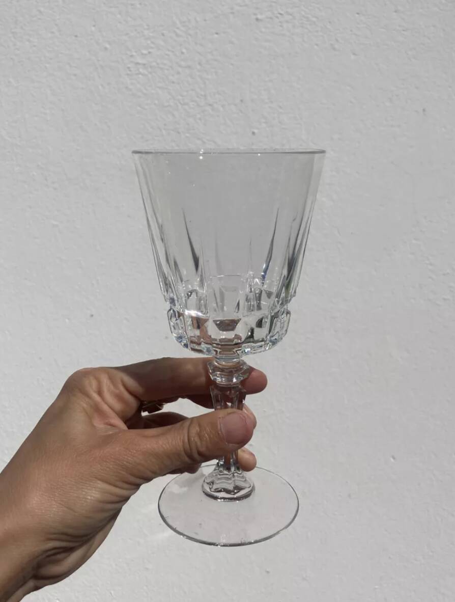 10 old cut stemmed glasses