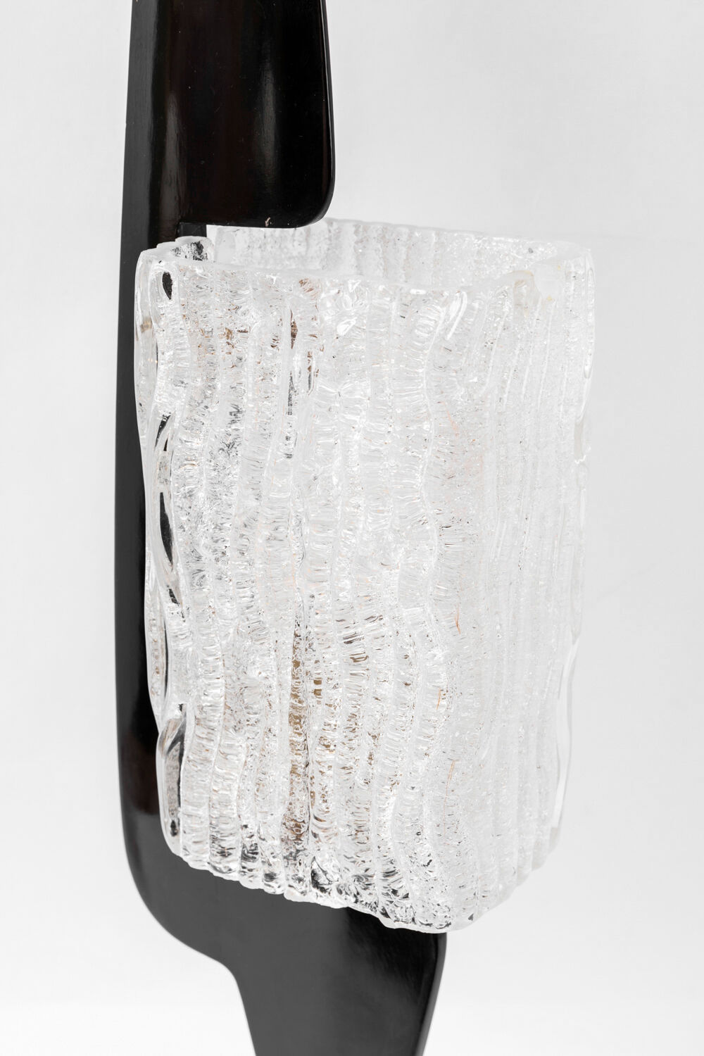 Black laqué wood lamp and glass, 1950s