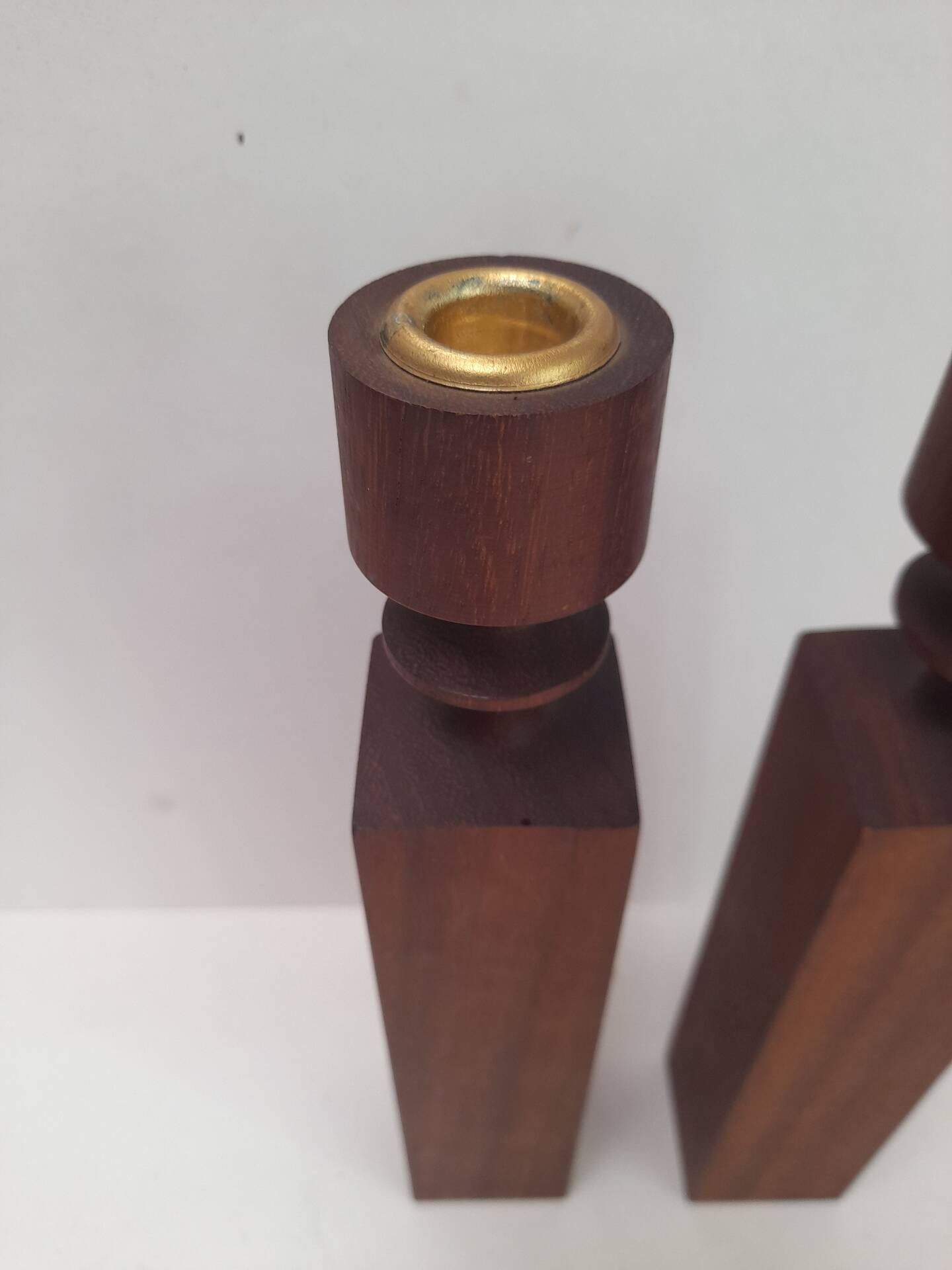 Pair of large Danish teak candlesticks from the 50s.