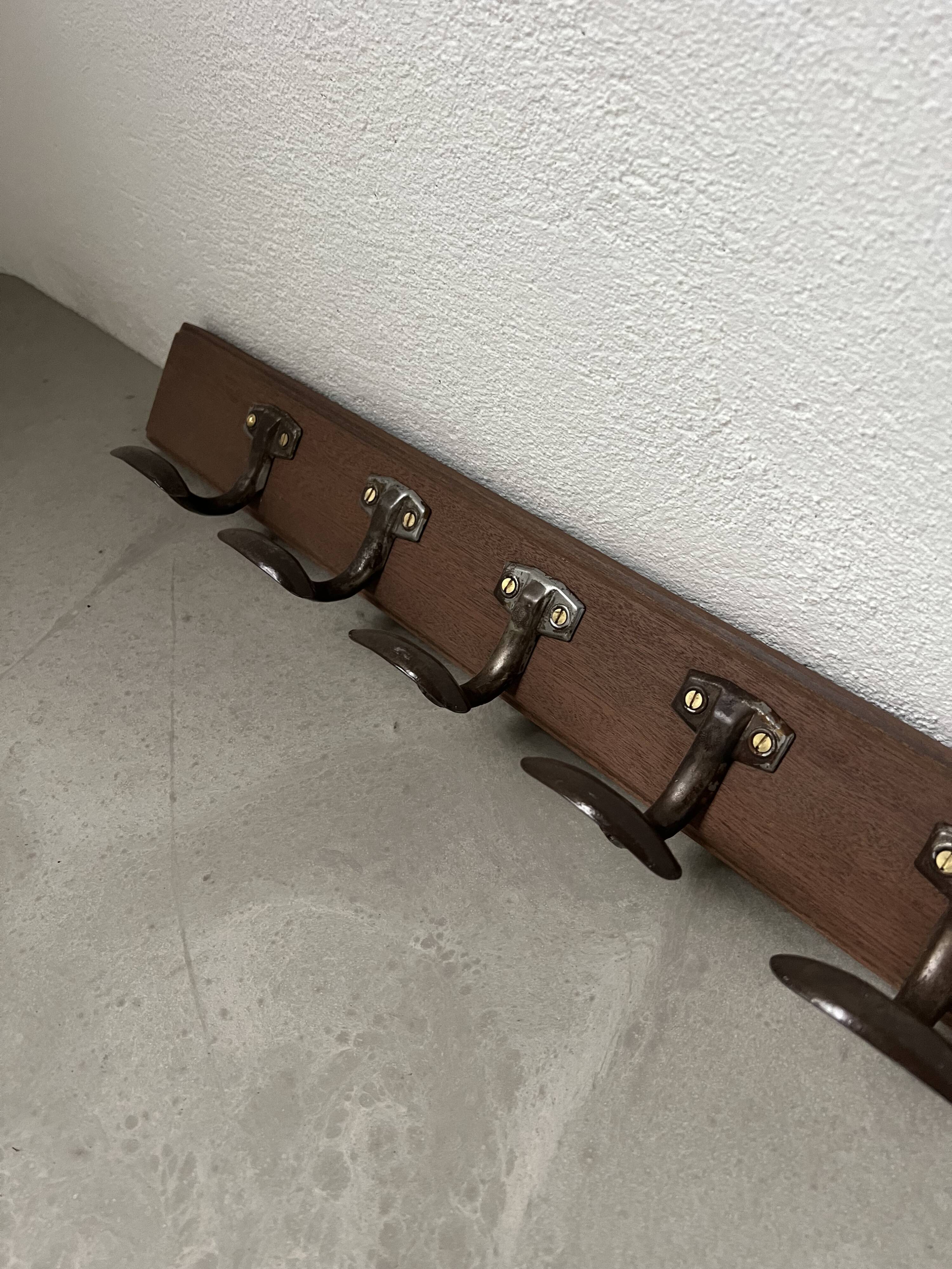 Old  school wall coat rack with 20 hooks, completely restored