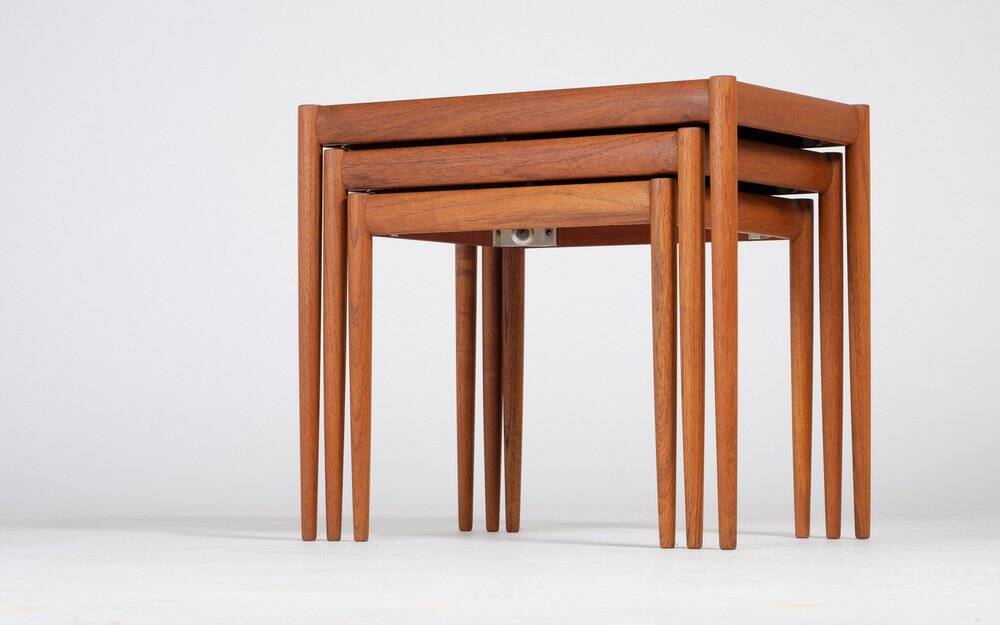 Nest of Tables in Teak, Denmark, 1960s, Set of 3