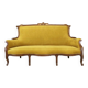 Art Nouveau walnut and mustard velvet sofa