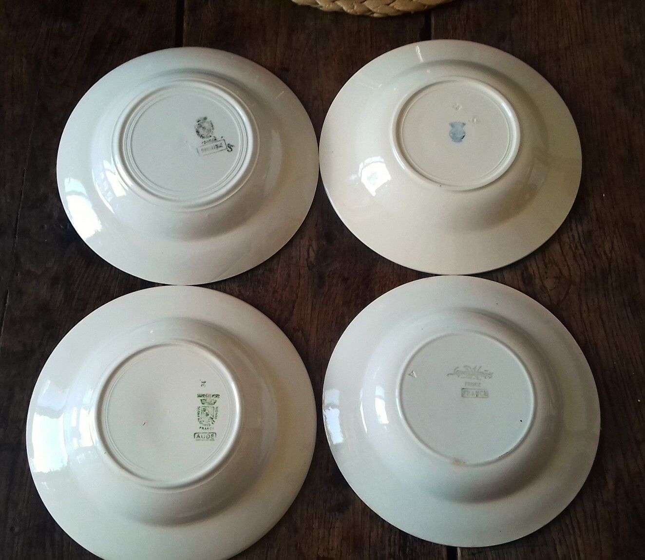 Lot 4 assiettes creuses Art Deco Digoin Sarreguemines Badonviller Aude France Dominique