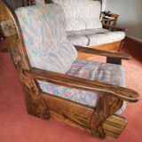 Sofa and two armchairs in solid elm