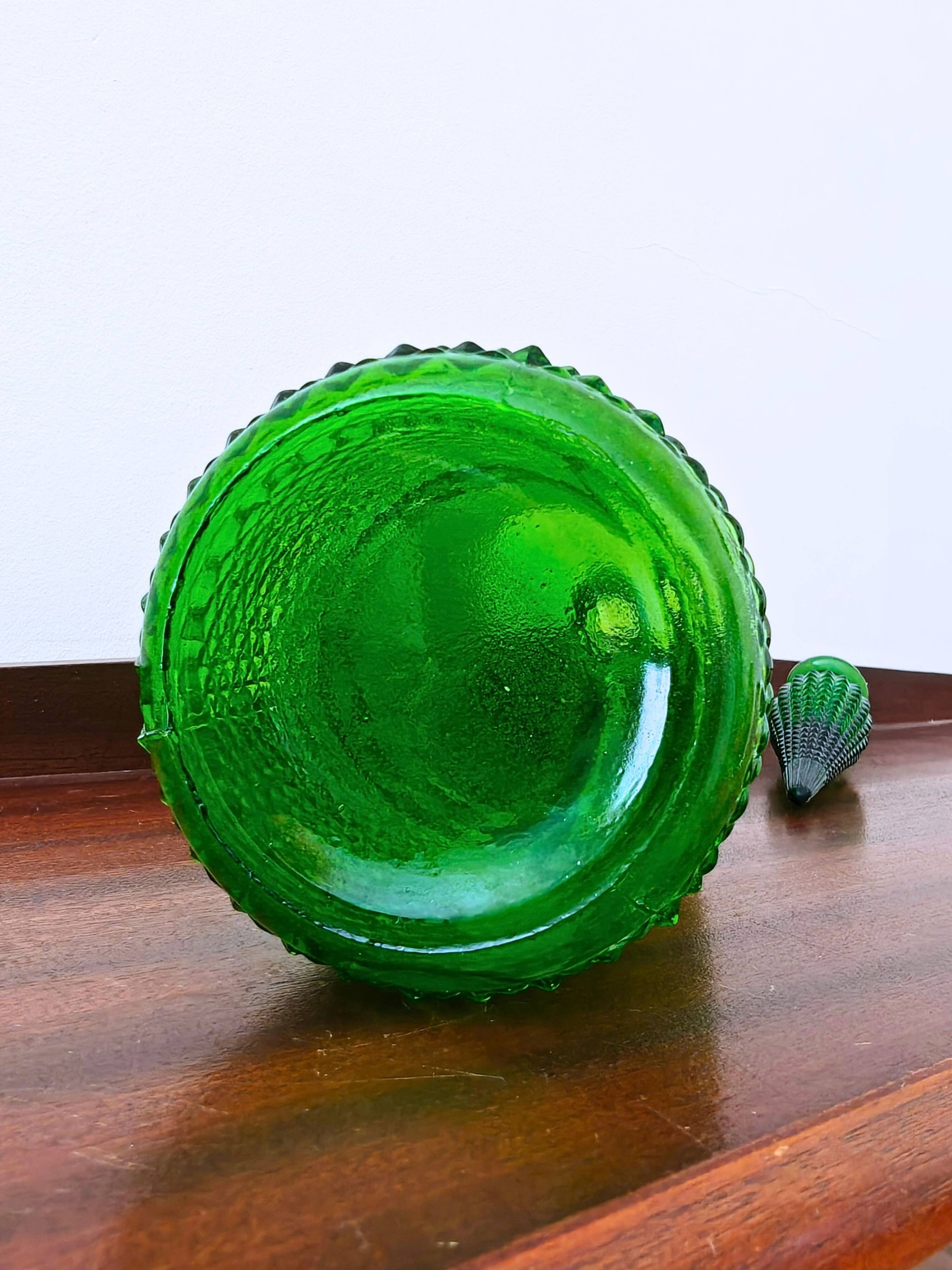 Italian carafe Empoli green with diamond point relief
