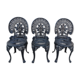Series of 3 antique garden chairs