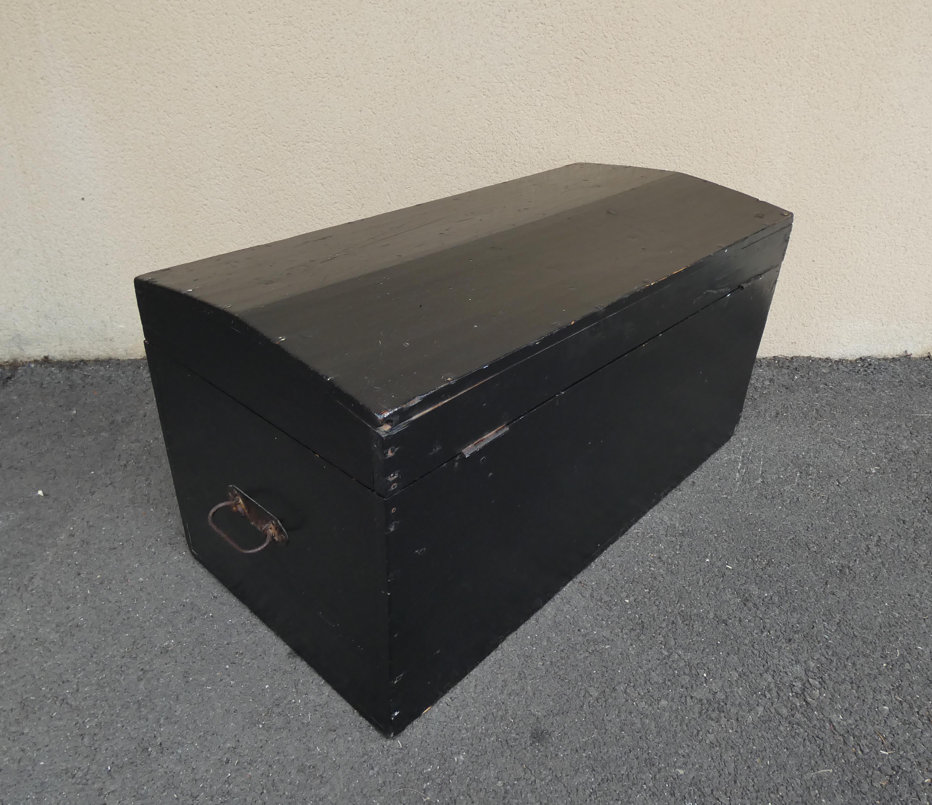 Old blackened wooden chest 19th