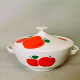 German Red Apple Print Porcelain Soup from Colditz GDR