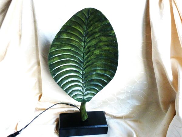 Lampe feuille, lampe d'ambiance, lampe feuille métal, lampe à poser vintage