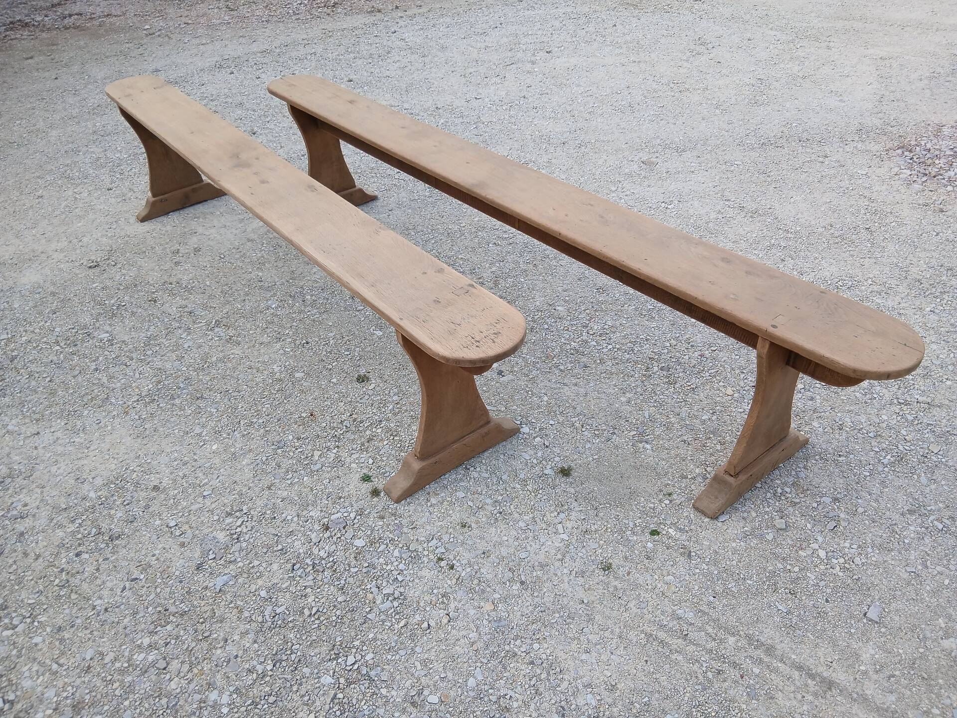 Pair of oak benches 250cm