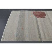 1970s Vintage Turkish Oushak Handmade Wool Cotton Gray Runner Rug 86x332
