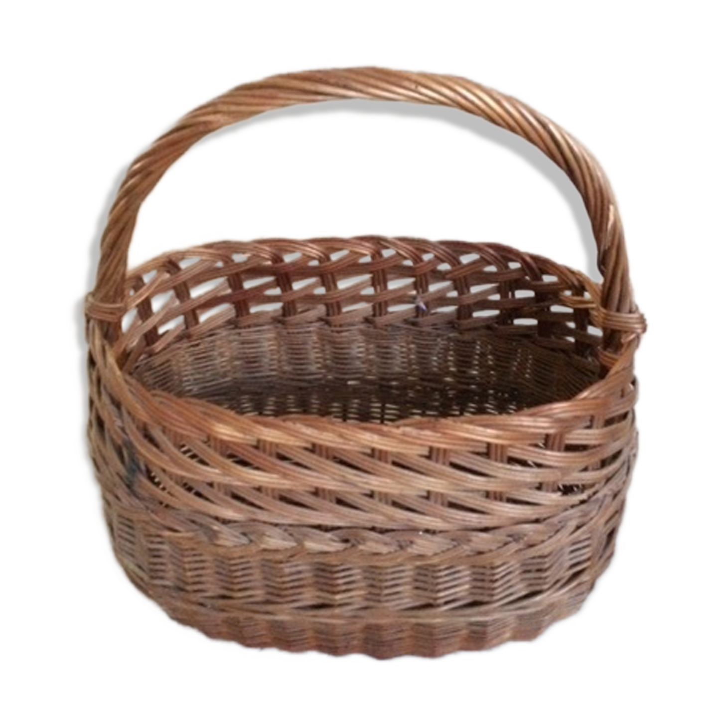 Panier ancien en osier tressé