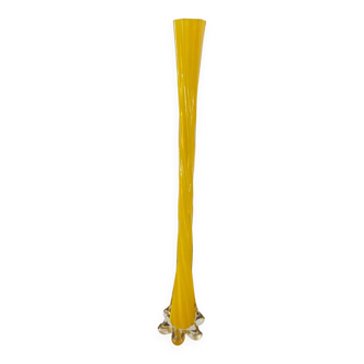 Grand soliflore en verre jaune