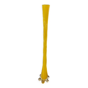 Grand soliflore en verre jaune