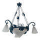 Vintage vine décor chandelier – frosted glass – country house