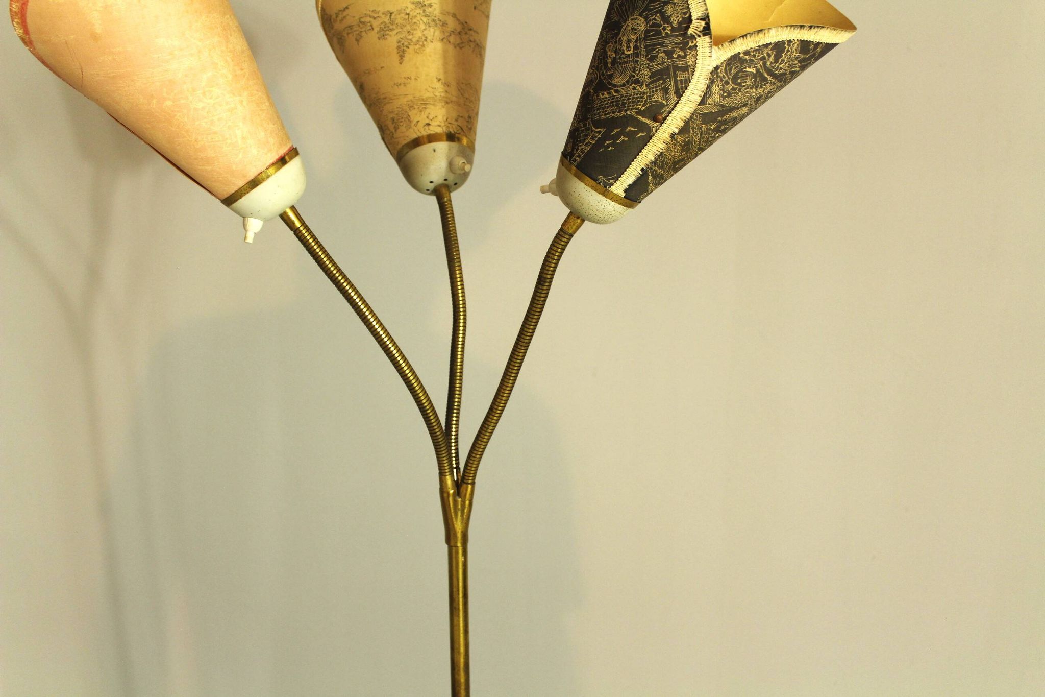Italian Brass Three Light Floor Lamp, 1960s
