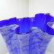 Large blue handkerchief vase Murano Venini glass 1960