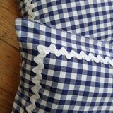 Set of 2 vintage cushions, blue gingham