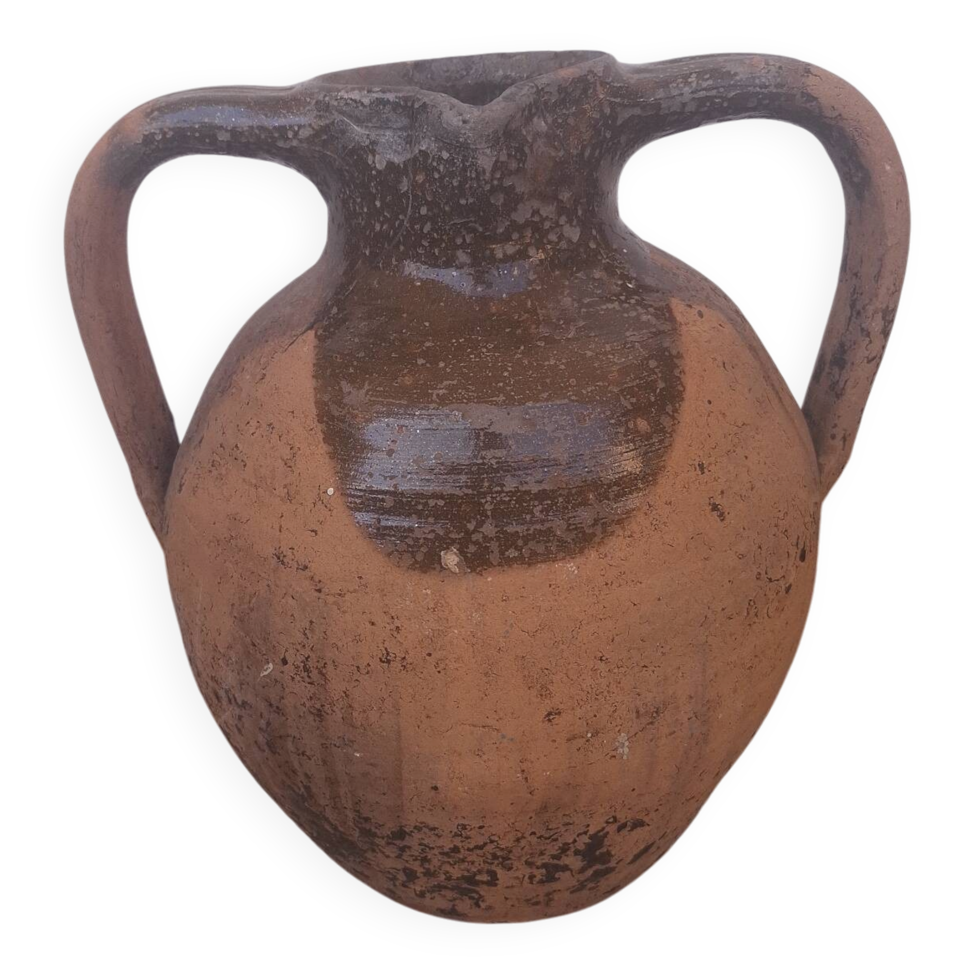 Jug, I stop at glazed terracotta oil.